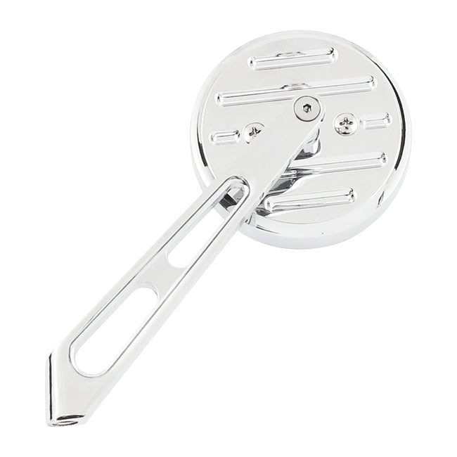 MCS Mini-round Aluminum Mirror. Chrome, Short Stem, L&R – 65-UP H-D