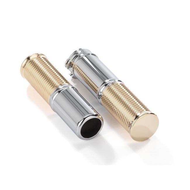 Kustom Tech FL Handlebar Grip Set. Polished Alu/Brass – 1974–2022 H-D with Single or Dual…