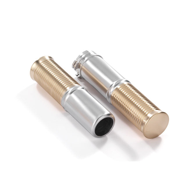 Kustom Tech FL Handlebar Grip Set. Satin Alu/Brass – 1974–2022 H-D with Single or Dual…