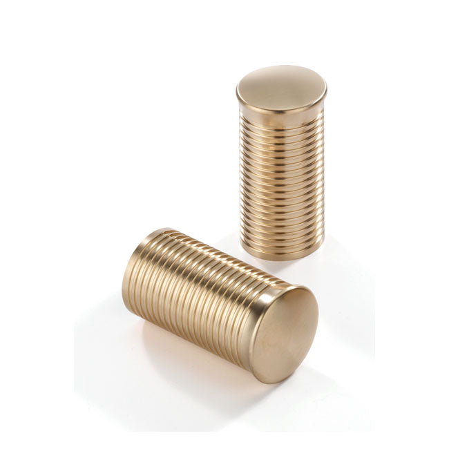 FL Handlebar Grip Ends. Ribbed, Satin Brass