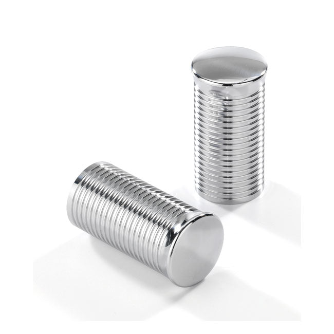 Kustom Tech FL Handlebar Grip Ends. Ribbed Chrome Aluminum – Kustom Tech FL Handlebar Grip Sets