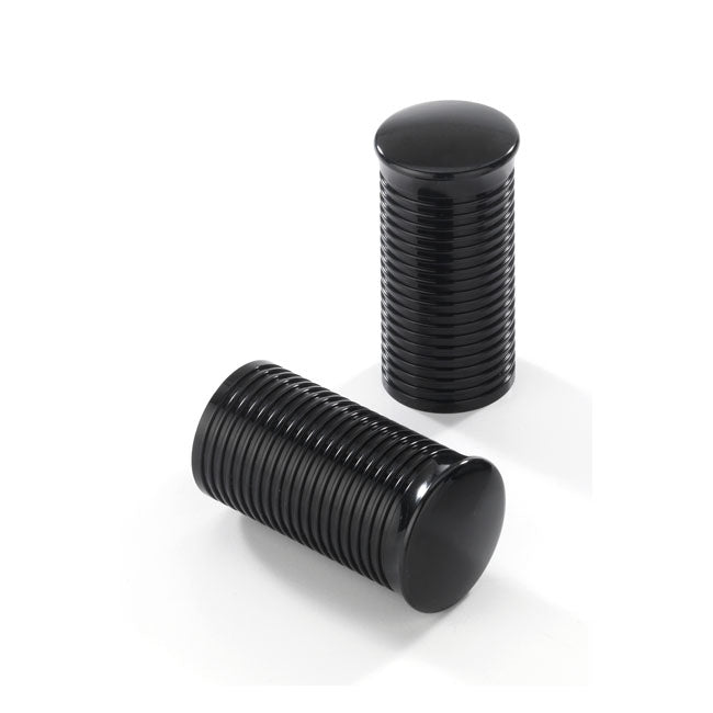 Kustom Tech FL Handlebar Grip Ends. Ribbed Black Aluminum – Kustom Tech FL Handlebar Grip Sets