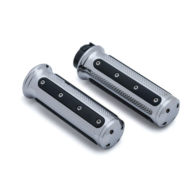 Kuryakyn Heavy Industry Grips. Chrome – 1981–2022 H-D with Dual Throttle Cables
