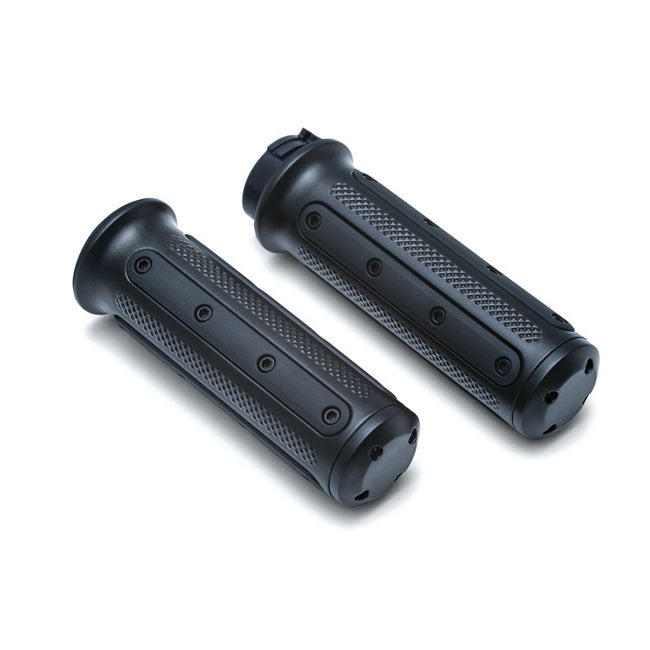 Kuryakyn Heavy Industry Grips. Satin Black – 1981–2022 H-D with Dual Throttle Cables