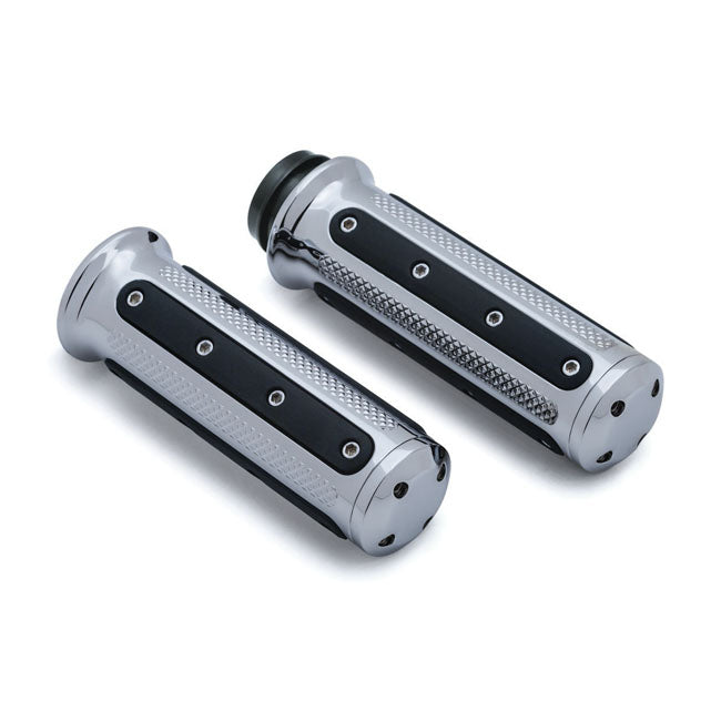 Kuryakyn Heavy Industry Grips. Chrome – 2008–2025 H-D with E-throttle