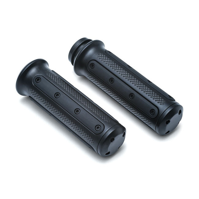 Kuryakyn Heavy Industry Grips. Black – 2008–2025 H-D with E-throttle