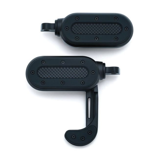Kuryakyn Heavy Industry Switchblade Foot Pegs. Stain Black – All H-D with Traditional Male Mount