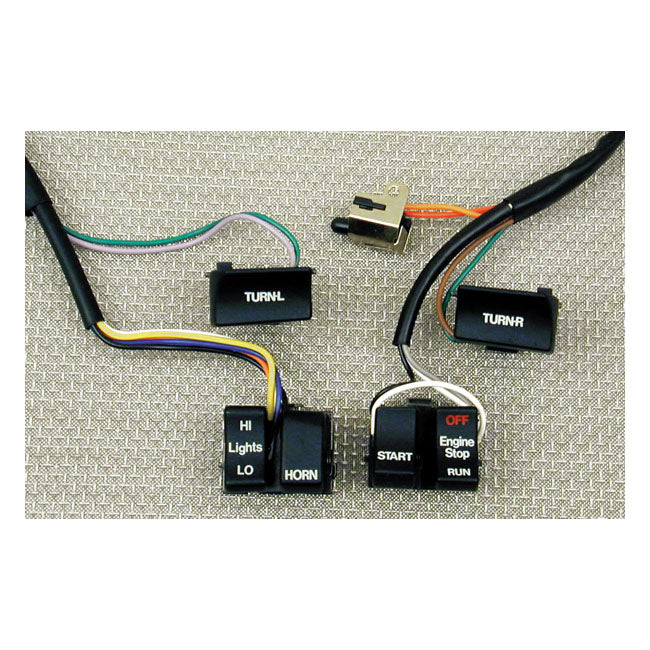 MCS Handlebar Wire & Switch Kit. Black Switches – 1982–1995 Big Twin; XL Sportster