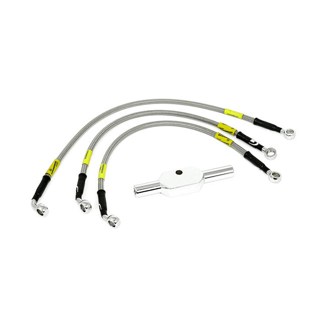 MCS by Goodridge Brake Line Front, Stainless Clear Coated – 2009–2013 VRSCF V-Rod Muscle