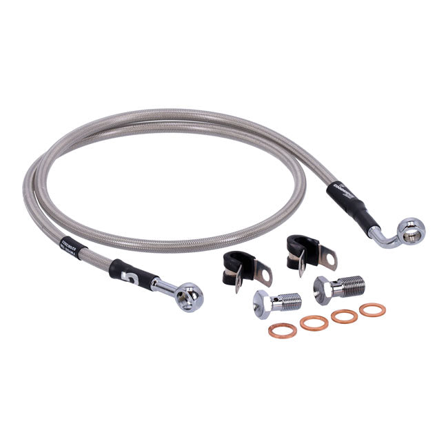MCS by Goodridge Brake Line Front, Stainless Clear Coated – 1990–2013 FLSTF; 1984–1990 Heritage…