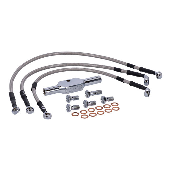 MCS by Goodridge Brake Line Front, Stainless Clear Coated – 1991–1992 FXDB Dyna Street Bob…