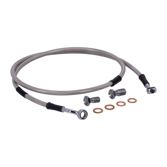 MCS by Goodridge Brake Line Front, Stainless Clear Coated – 2000–2007 Softail FXSTD Deuce