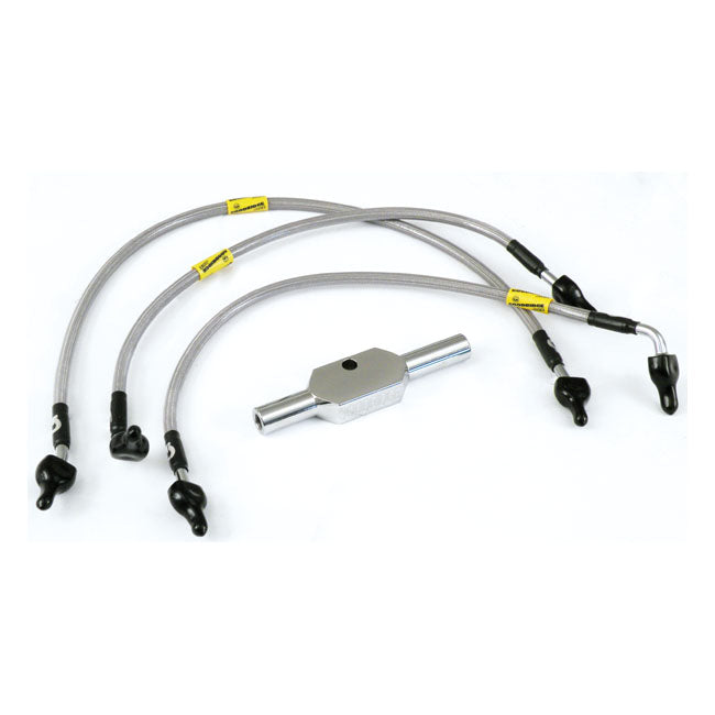 MCS by Goodridge Brake Line Front, Stainless Clear Coated – 1996–2007 FLHT/C/CU; 2006–2007 FLHX