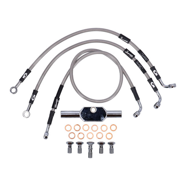 MCS by Goodridge Brake Line Front, Stainless Clear Coated – 2004–2007 FLHRS; FLHRSI Road King Custom