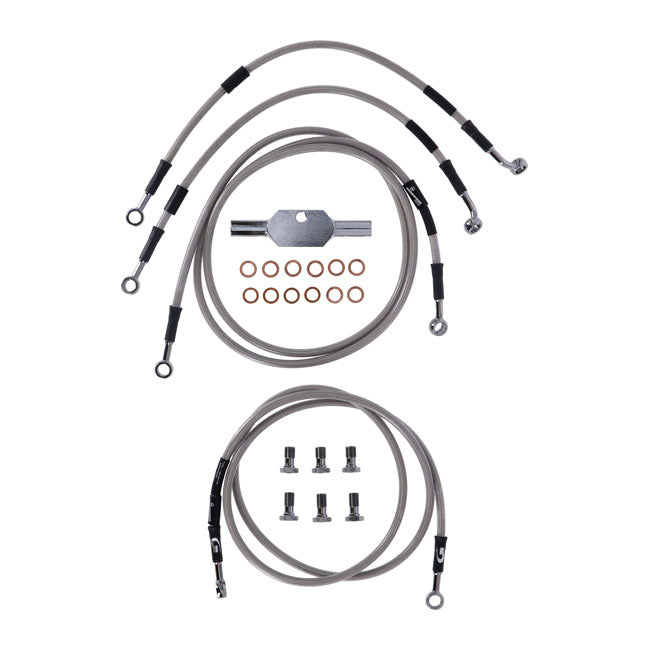 MCS by Goodridge Brake Line Front, Stainless Clear Coated – Touring: 2008–2013 FLHT/C/Cu Electra…