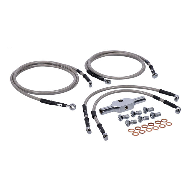 MCS by Goodridge Brake Line Front, Stainless Clear Coated – 2008–2013 FLTR Road Glide ABS