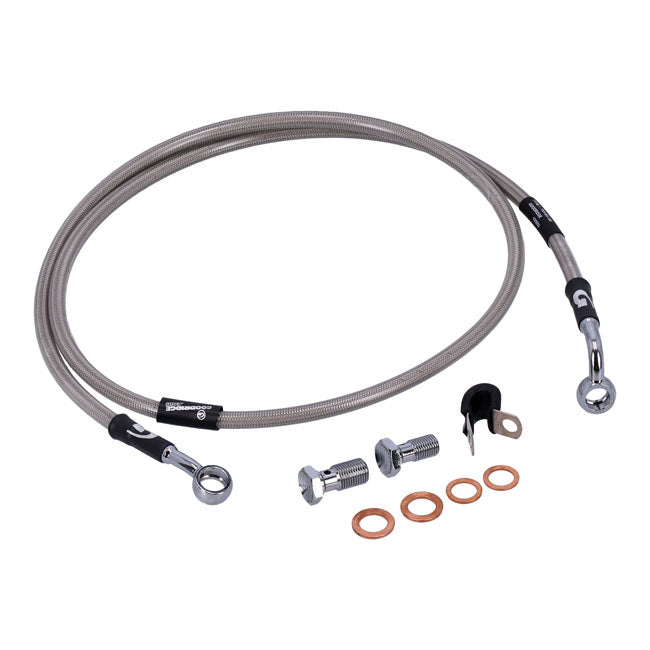 MCS by Goodridge Brake Line Front, Stainless Clear Coated – 2008–2011 FLSTSB Cross Bones