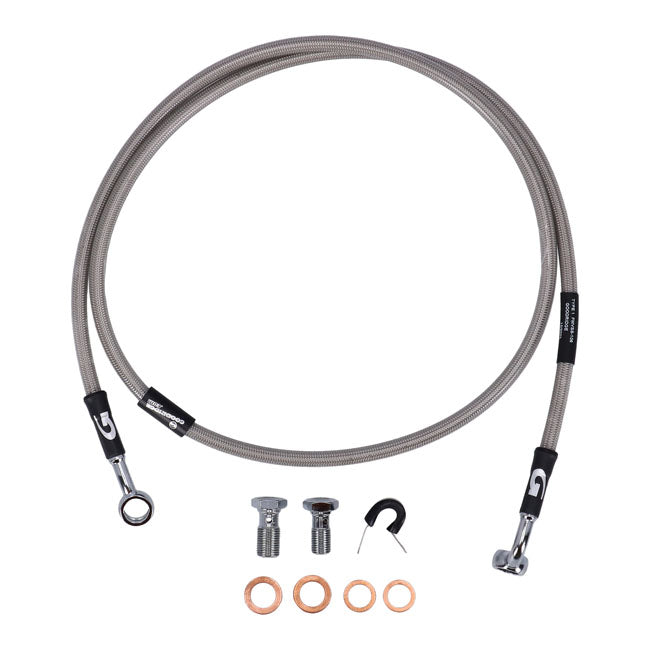 MCS by Goodridge Brake Line Front, Stainless Clear Coated – 2008–2011 Flstsb Cross Bones
