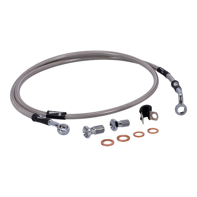 MCS by Goodridge Brake Line Front, Stainless Clear Coated – 2008–2011 FLSTSB Cross Bones
