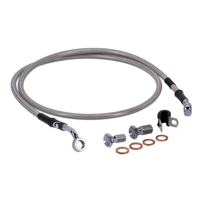 MCS by Goodridge Brake Line Front, Stainless Clear Coated – 2005–2013 Softail FLSTN Deluxe…