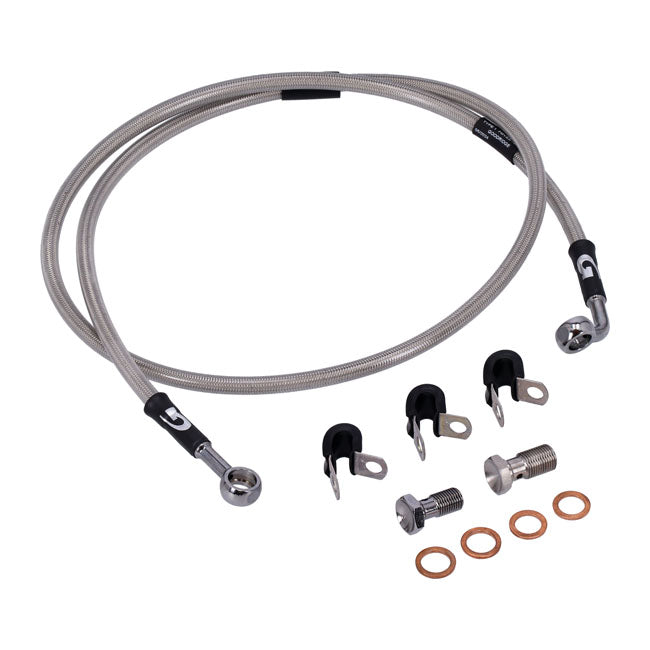 MCS by Goodridge Brake Line Front, Stainless Clear Coated – 2006–2007 Dyna FXD35 35Th Anniversary