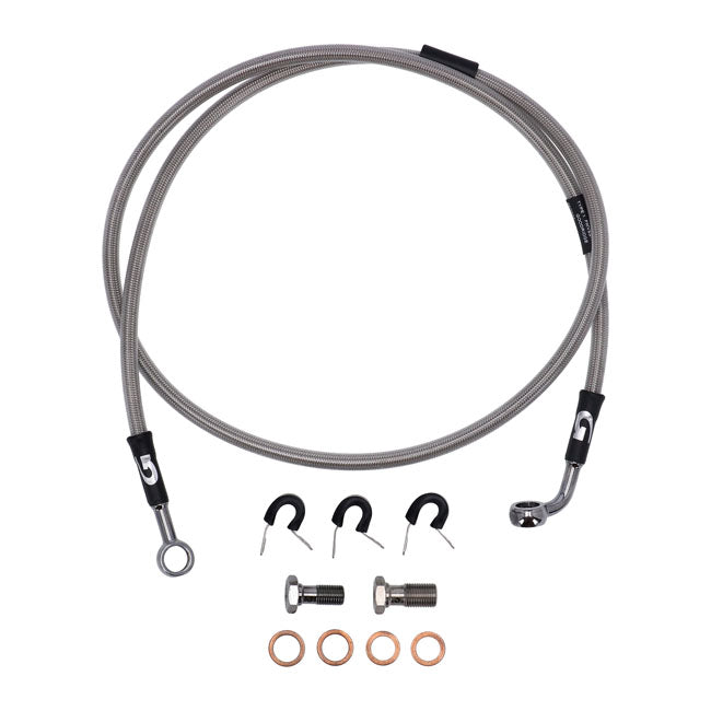 MCS by Goodridge Brake Line Front, Stainless Clear Coated – 2006–2007 Dyna FXD35 35Th Anniversary