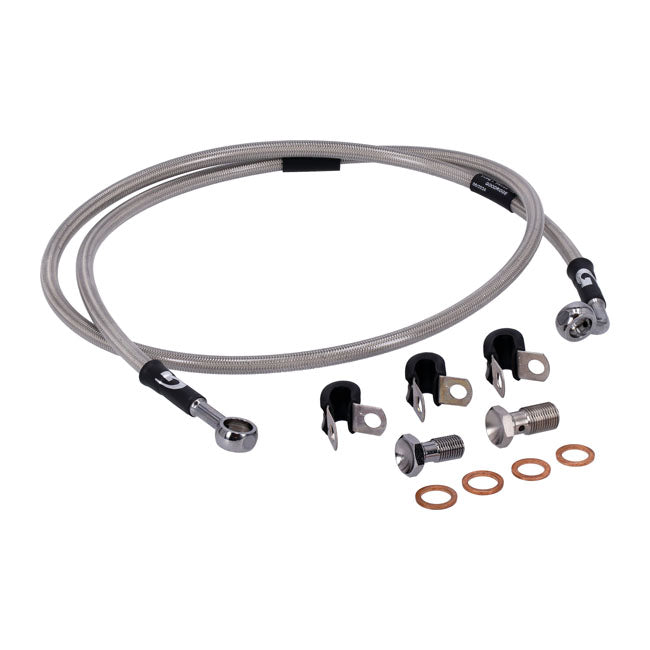 MCS by Goodridge Brake Line Front, Stainless Clear Coated – 2006–2007 Dyna FXD35 35Th Anniversary