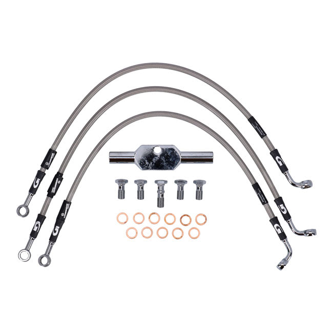 MCS by Goodridge Brake Line Front, Stainless Clear Coated – 2008–2013 FXDF Dyna Fat Bob