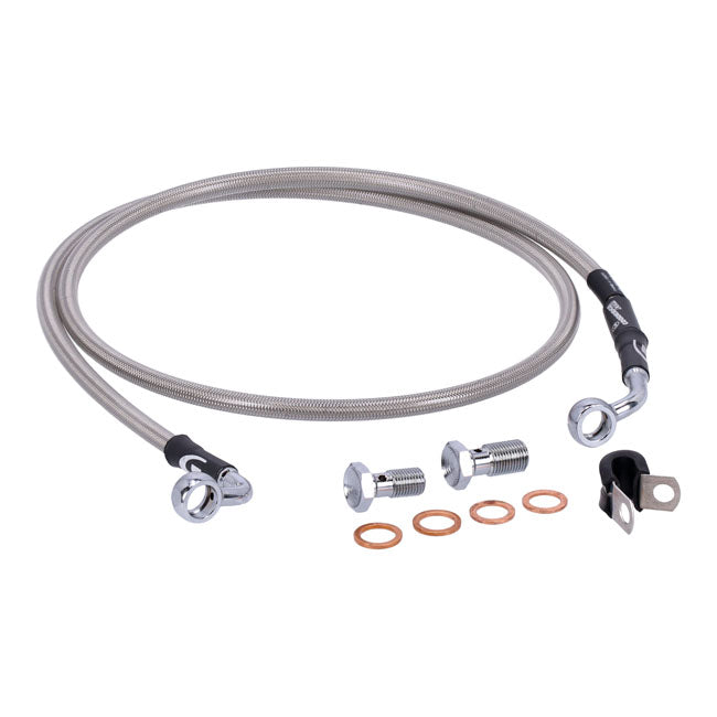 MCS by Goodridge Brake Line Front, Stainless Clear Coated – 2006–2008 FXDWG Dyna Wide Glide