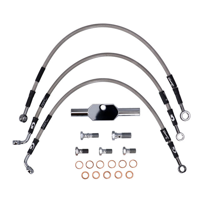 MCS by Goodridge Brake Line Front, Stainless Clear Coated – 2004–2013 XL883R Sportster Roadster…