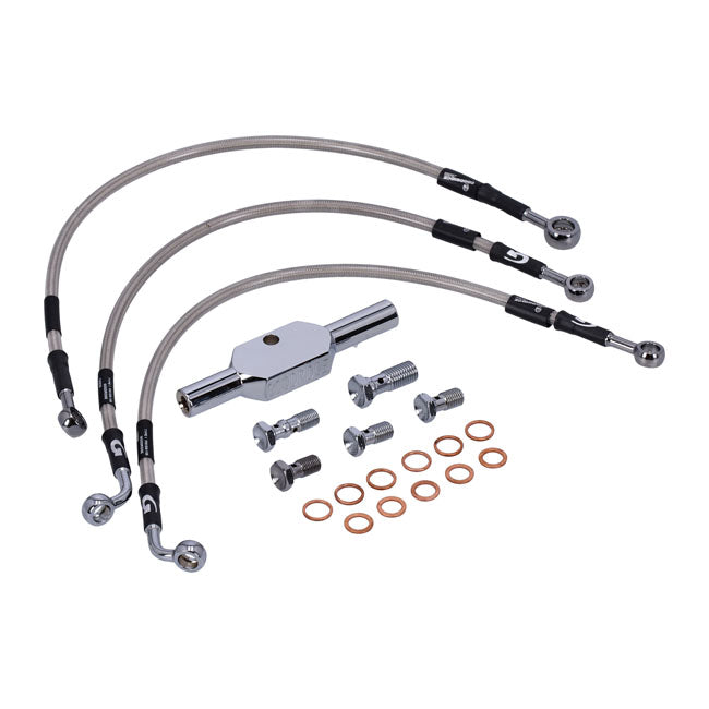 MCS by Goodridge Brake Line Front, Stainless Clear Coated – 2004–2013 XL883R Sportster Roadster…