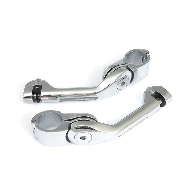 MCS Engine Guard, Angled Foot Peg Mount Kit. Long. Chrome – All 1-1/4" Engine Guards