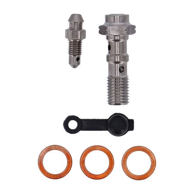 Goodridge M10 X 1.25 Double Banjo Bolt with Bleed Nipple