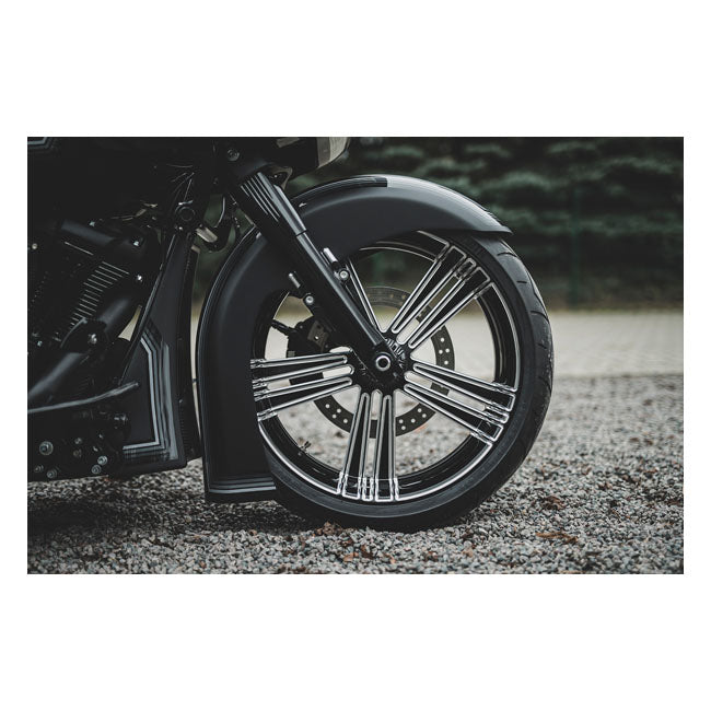 Killer Custom ''Bulldog'' Front Fender, 5.5 X 21 Fat Wheels – 2014–2025 FLT/Touring. with 21" X 5.5…