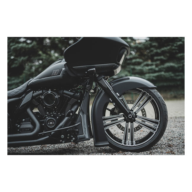 Killer Custom ''Bulldog'' Front Fender, 5.5 X 21 Fat Wheels – 2014–2025 FLT/Touring. with 21" X 5.5…