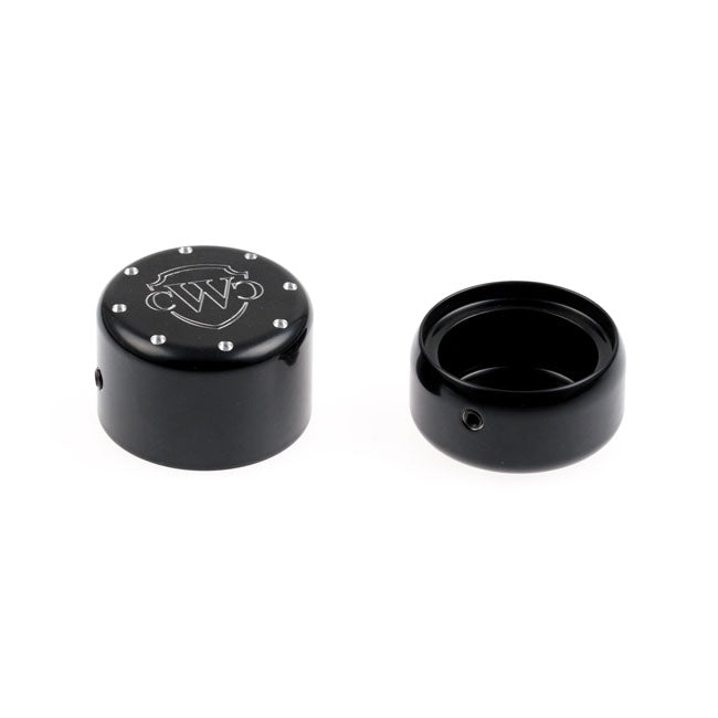 Cult-Werk Rear Wheel Axle Cover Kit, Logo. Gloss Black – Softail: 2018–2019FXBR Breakout 107…