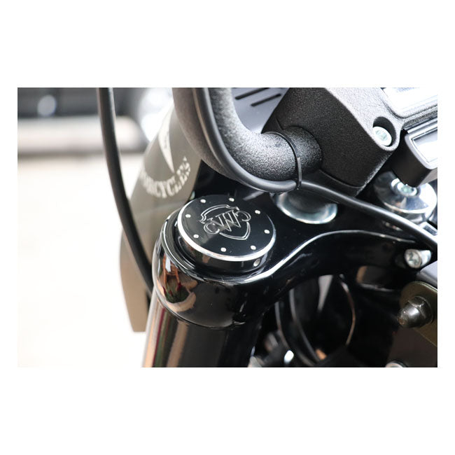 Cult-Werk 2-Piece Fork Tube Cap Bolt Cover Kit, Logo – Softail: 2020–2024 FXST Softail Standard…