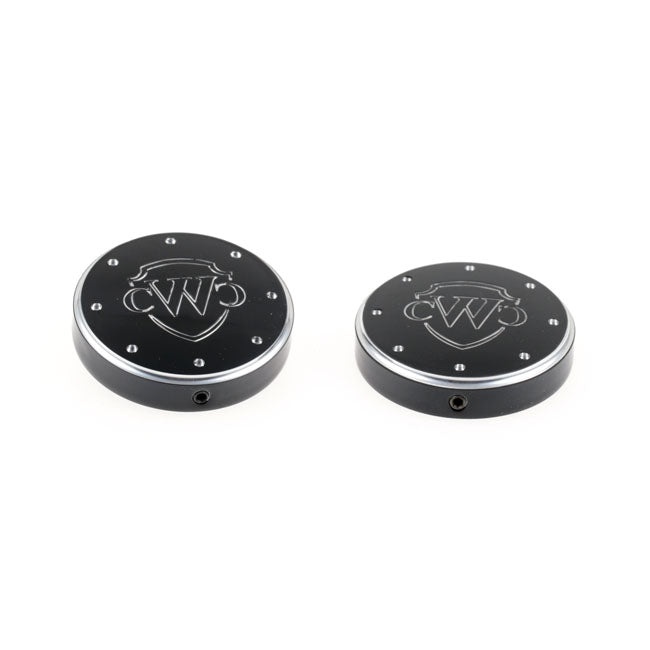 Cult-Werk 2-Piece Fork Tube Cap Bolt Cover Kit, Logo – Softail: 2020–2024 FXST Softail Standard…