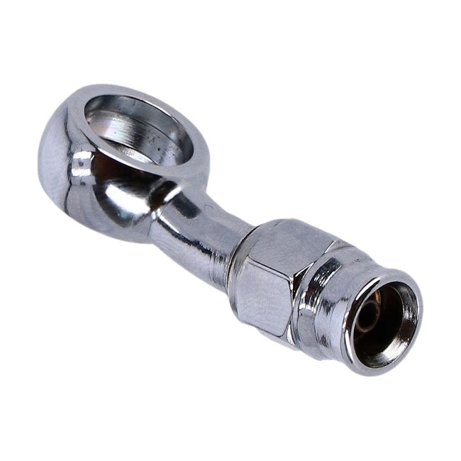 Goodridge, 7/16" (11mm) Banjo Fitting 20 Degree Bend. Chrome
