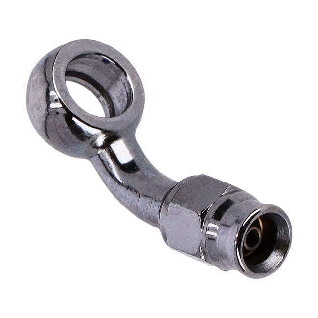 3/8" (10mm) banjo fitting 45 degree bend. Chrome