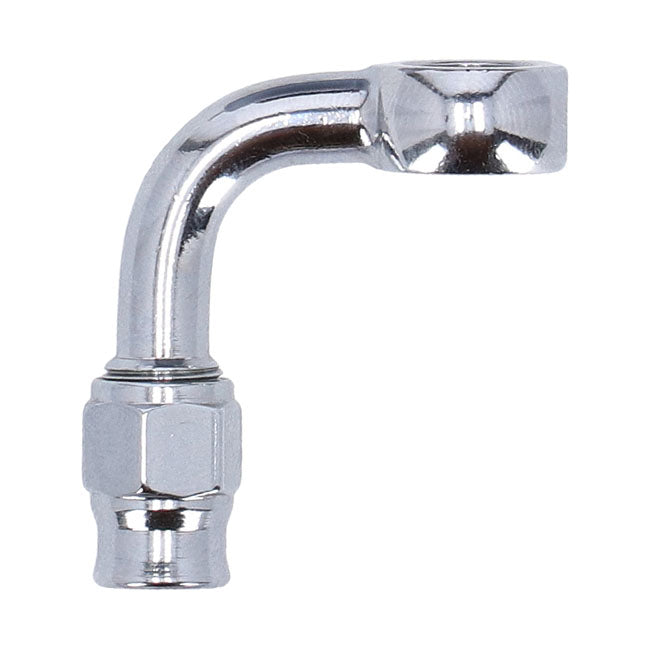 3/8" (10mm) banjo fitting 90 degree bend. Chrome