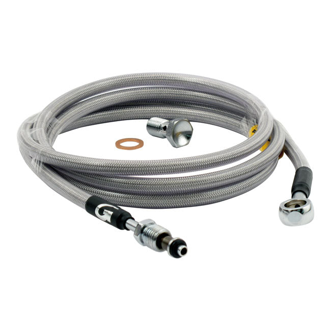 Goodridge Hydraulic Clutch Line Kit 62", Clear Coated – H-D with 7/16-20 Threaded Transm. End…