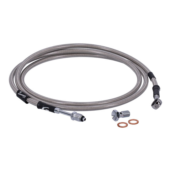Goodridge Hydraulic Clutch Line Kit 69", Clear Coated – H-D with 7/16-20 Threaded Transm. End…