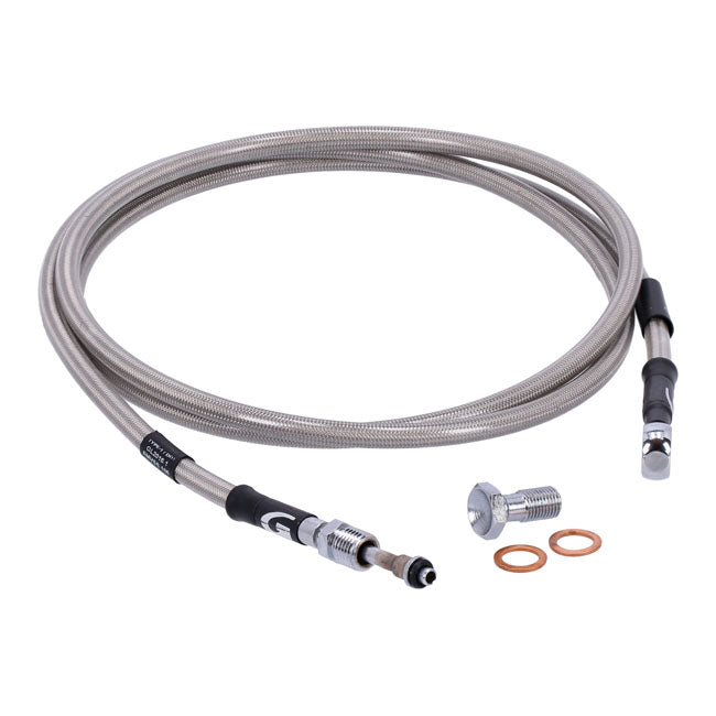 Goodridge Hydraulic Clutch Line Kit 70", Clear Coated – H-D with 7/16-20 Threaded Transm. End…