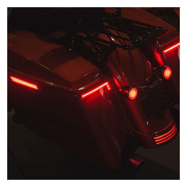 Custom Dynamics Regular T/S Low Profile Bag Lights. Red – 2014–2025 FLT/Touring. With Hard Bags