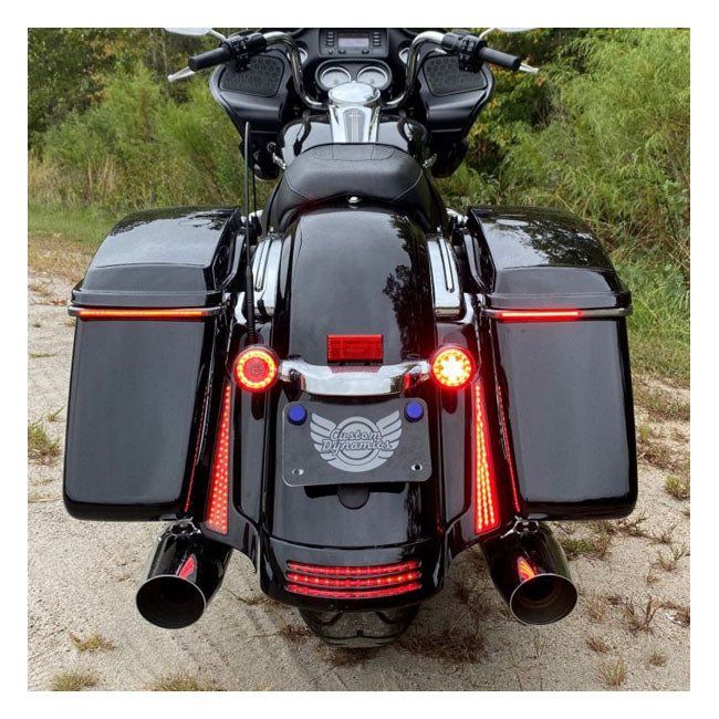 Custom Dynamics Sequential Low Profile Bag Lights. Red – 2014–2025 FLT/Touring. With Hard Bags