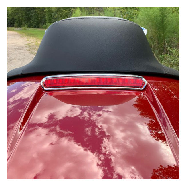 Custom Dynamics Tour-Pak® Lid Light. Chrome, Red Lens – 2014–2025 FLT/Touring with Stock LED…