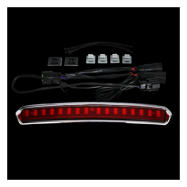Custom Dynamics Tour-Pak® Lid Light. Chrome, Red Lens – 2014–2025 FLT/Touring with Stock LED…
