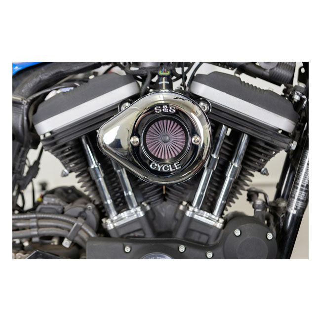 S&S ''Air Stinger Stealth'' Air Cleaner Kit. Teardrop, Chrome – 2007–2022 XL Sportster
