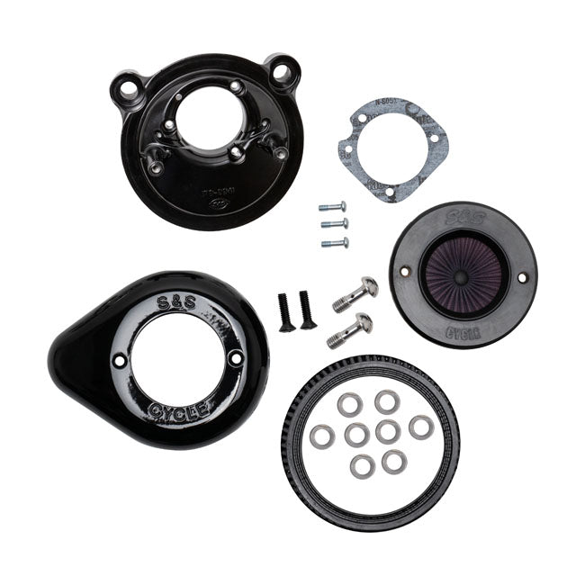 S&S ''Air Stinger Stealth'' Air Cleaner Kit. Teardrop, Black – 2007–2022 XL Sportster